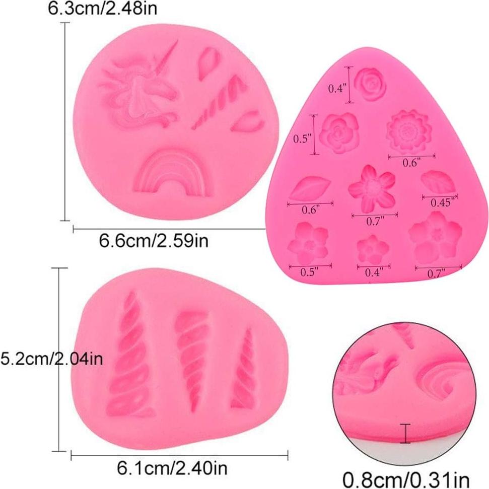 Moldes de Silicona de Unicornio 10 PCS para Pasteles y Manualidades