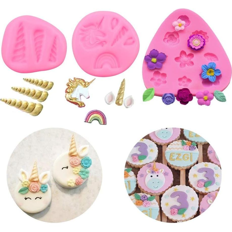 Moldes de Silicona de Unicornio 10 PCS para Pasteles y Manualidades