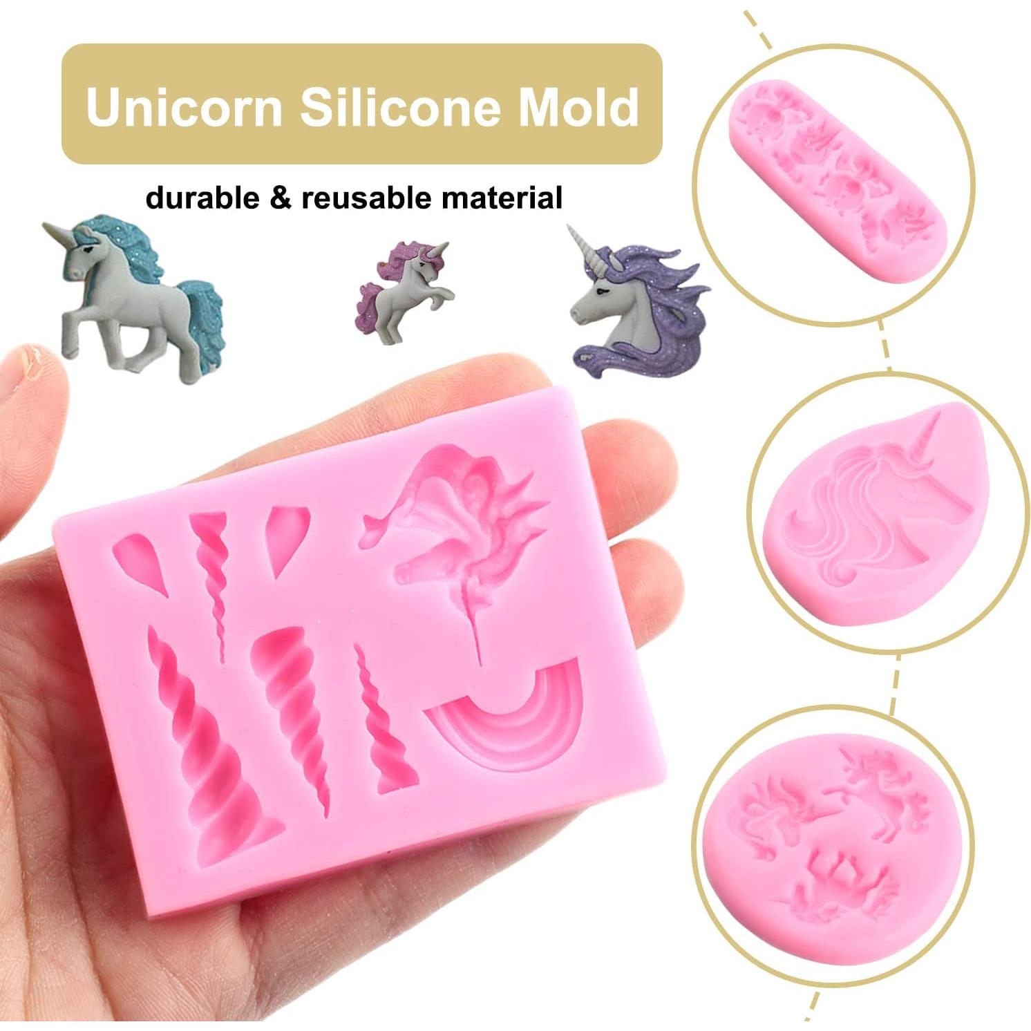 Moldes de Silicona Unicornio ZiXiang Set de 4 para Pasteles