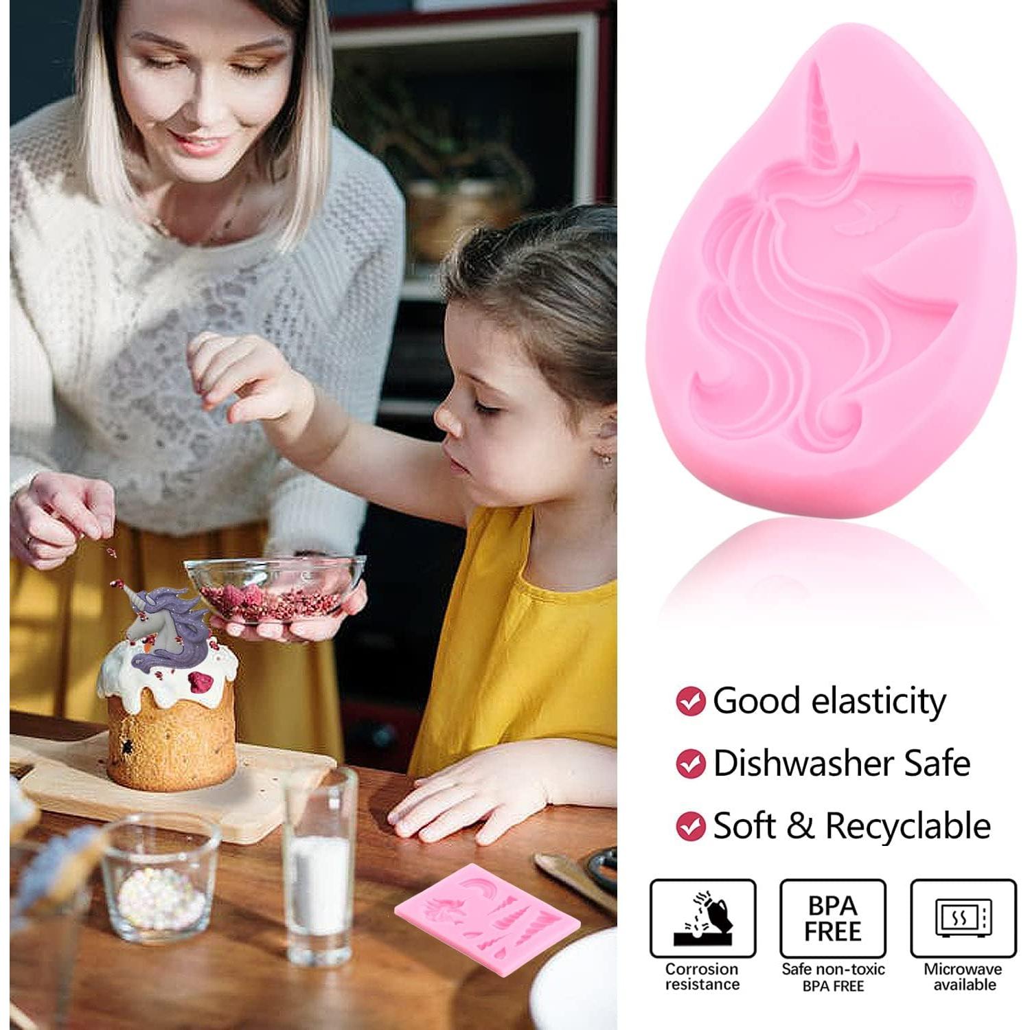 Moldes de Silicona Unicornio ZiXiang Set de 4 para Pasteles