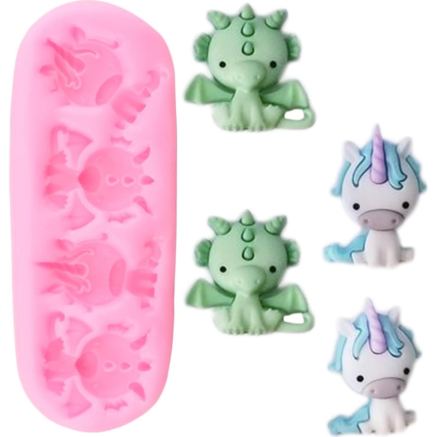 Moldes de Silicona Unicornio ZiXiang Set de 4 para Pasteles