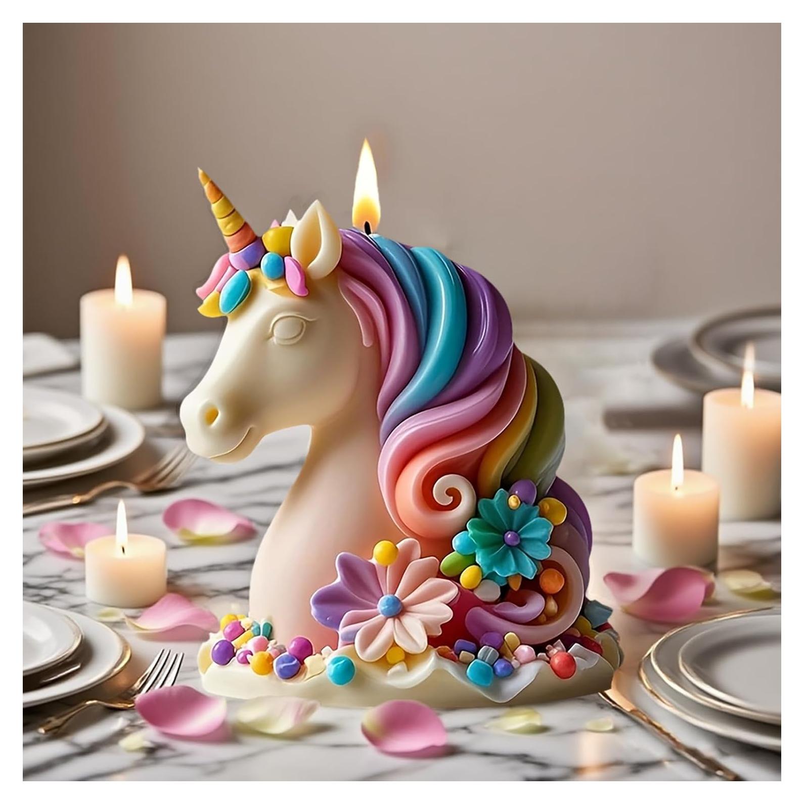 Molde de Vela de Silicona Unicornio CERECO 11.9x3.8x15 cm
