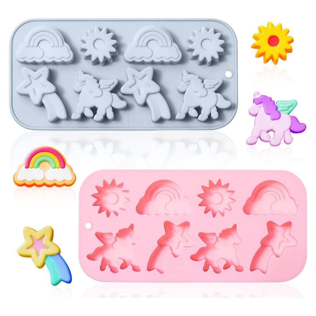 Moldes de Silicona para Pasteles Unicornio JOMIHONEY 2 Pcs 8 Cavidades