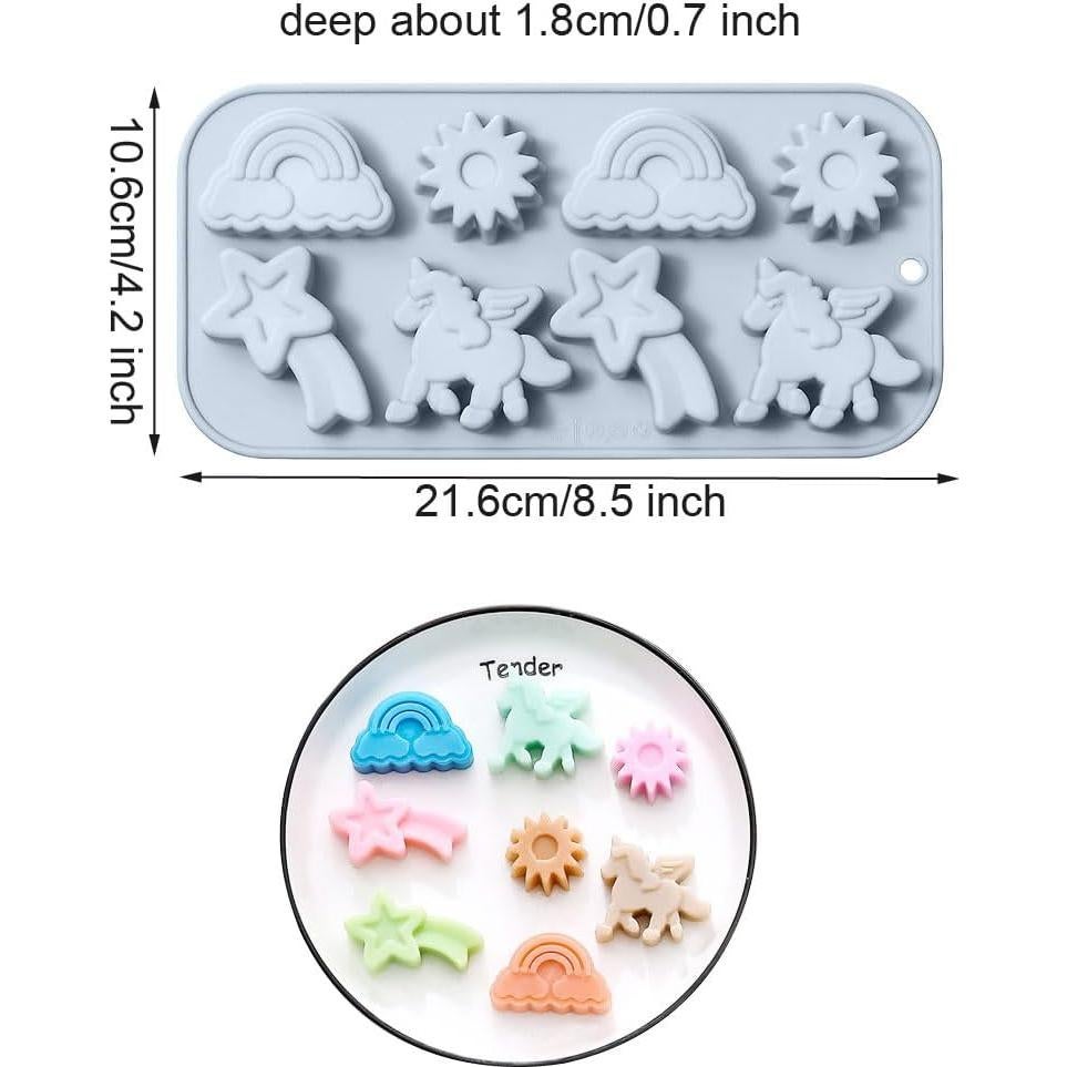 Moldes de Silicona para Pasteles Unicornio JOMIHONEY 2 Pcs 8 Cavidades