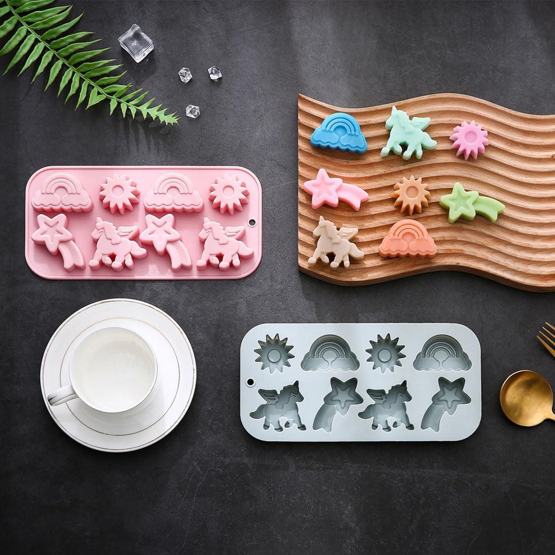 Moldes de Silicona para Pasteles Unicornio JOMIHONEY 2 Pcs 8 Cavidades