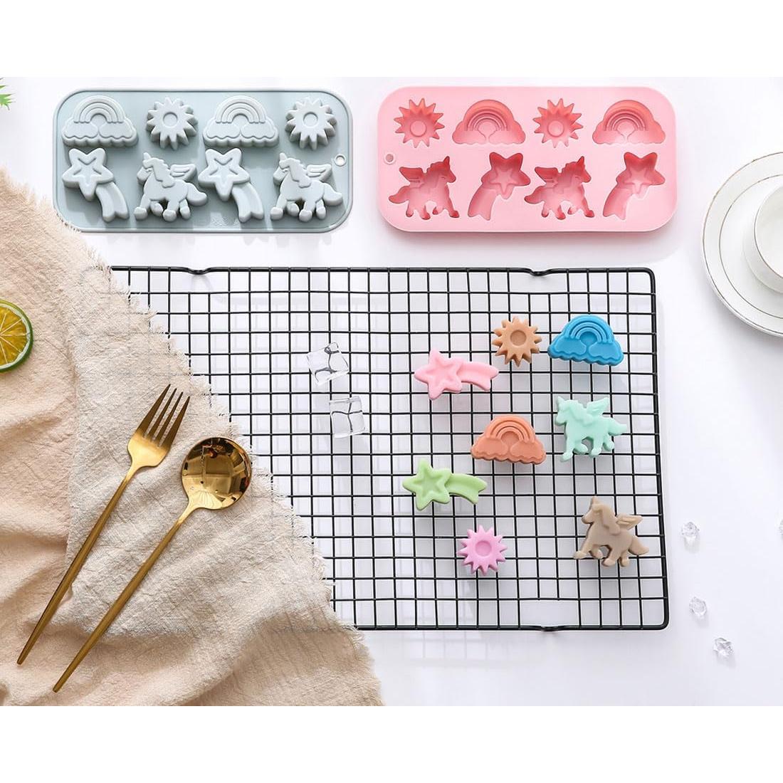 Moldes de Silicona para Pasteles Unicornio JOMIHONEY 2 Pcs 8 Cavidades