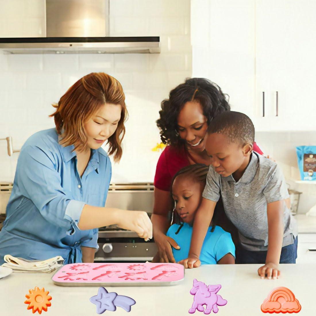 Moldes de Silicona para Pasteles Unicornio JOMIHONEY 2 Pcs 8 Cavidades