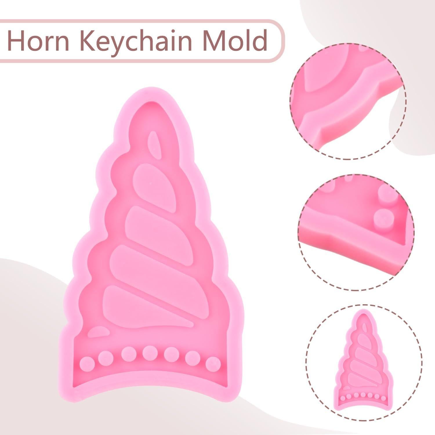 Unicorn Silicone Resin Molds Unicorn Horn Keychain Mold Epoxy Resin Casting Mold for DIY Backpack Pendant Jewelry Making Necklace Decoration Craft