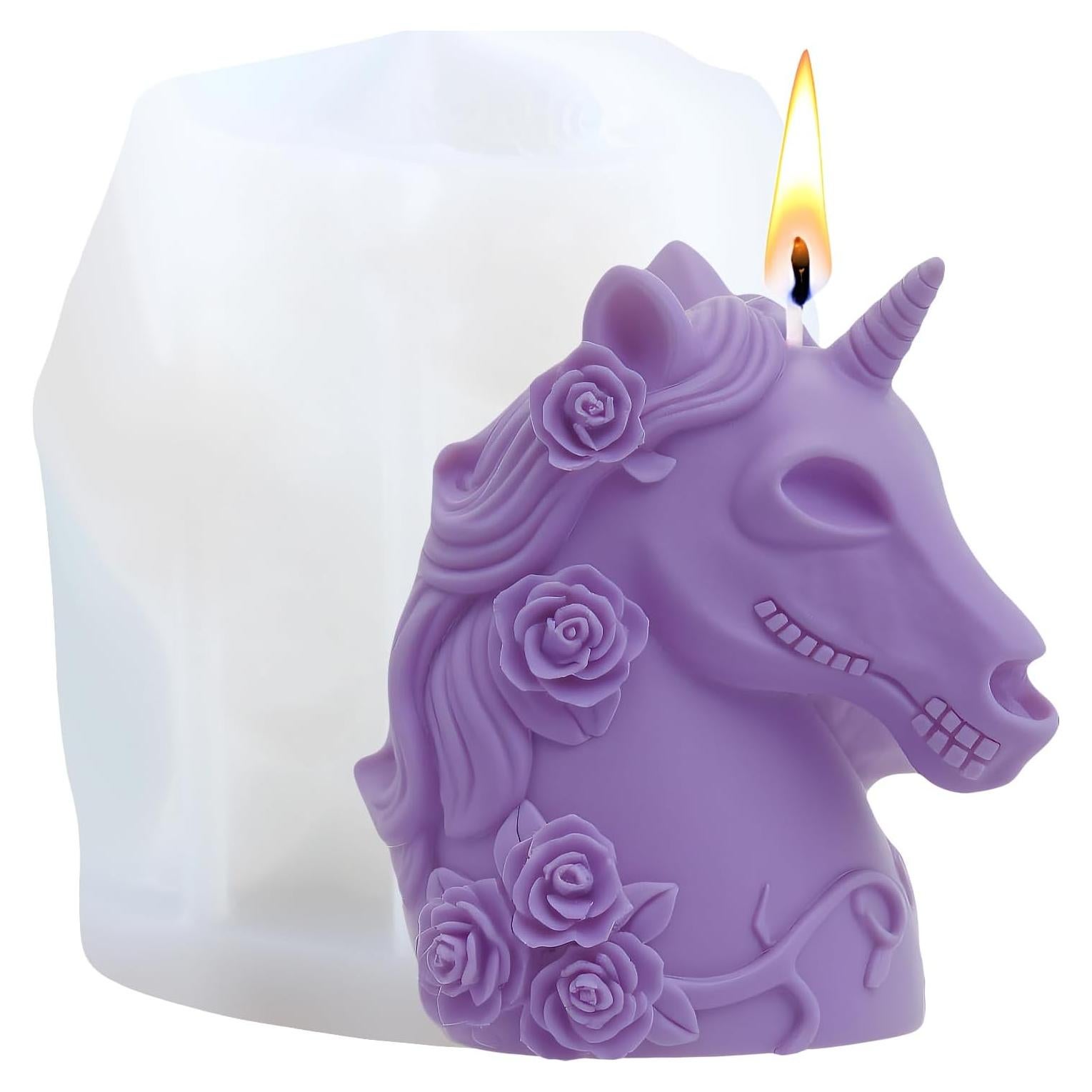 Molde de Vela de Unicornio GLITZXFH Silicona 12.4x9.6x7 cm