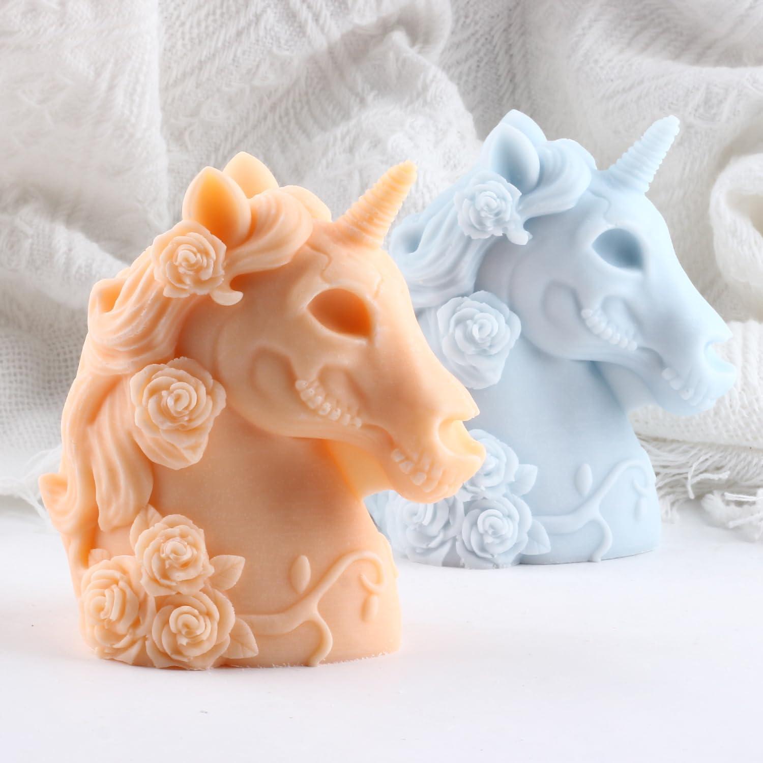 Molde de Vela de Unicornio GLITZXFH Silicona 12.4x9.6x7 cm