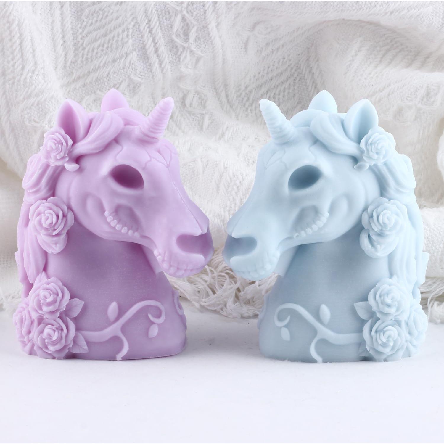 Molde de Vela de Unicornio GLITZXFH Silicona 12.4x9.6x7 cm