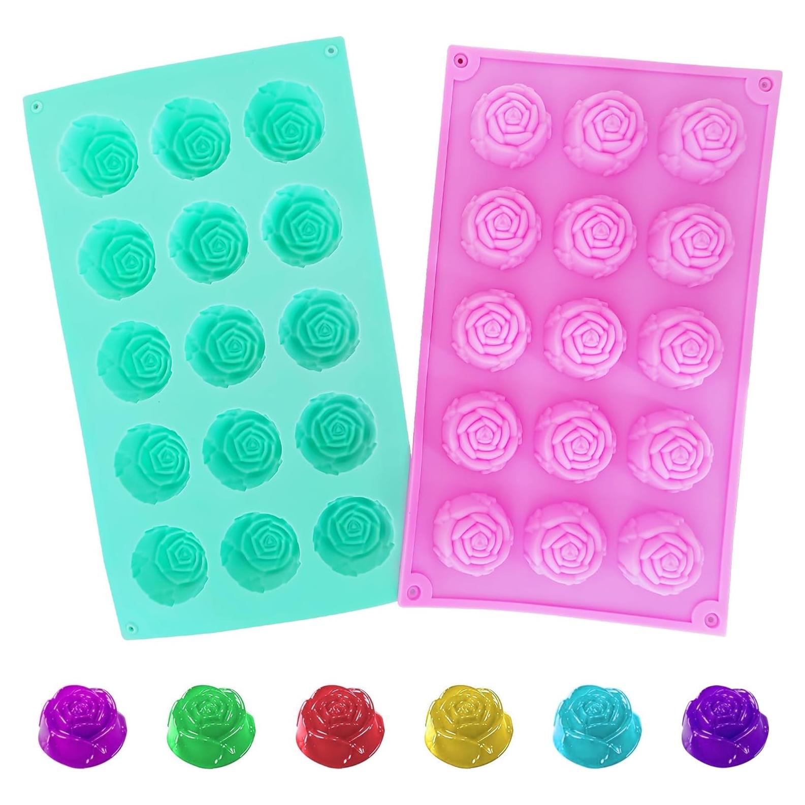 Molde de Rosa de Silicona YIFOCUS - 2 Pcs Antiadherente 29x17.5 cm