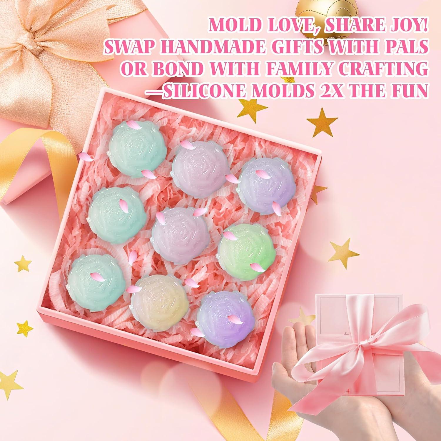 Molde de Rosa de Silicona YIFOCUS - 2 Pcs Antiadherente 29x17.5 cm