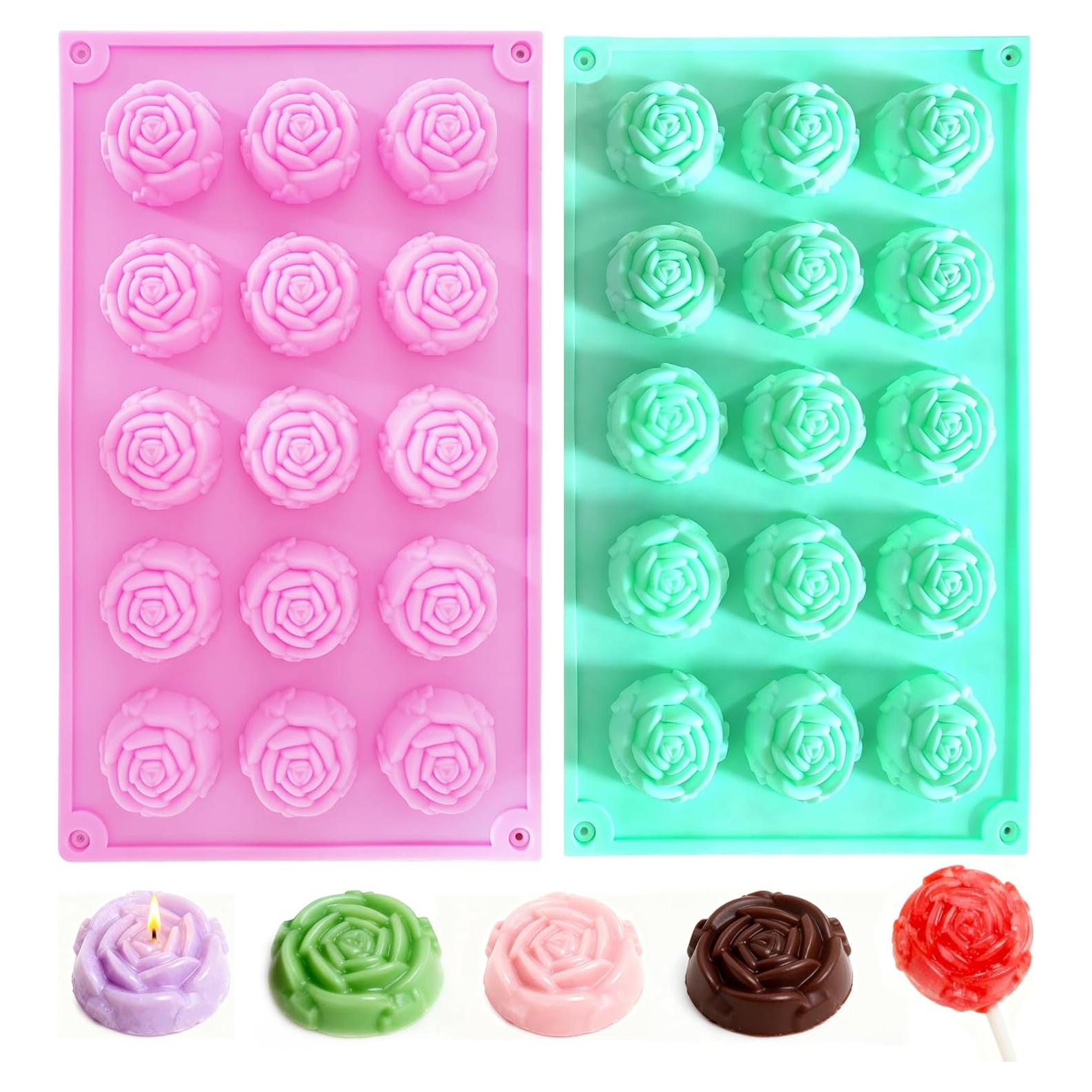 Moldes de Silicona de Rosa YA - 15 Cavidades para Chocolates y Jabones