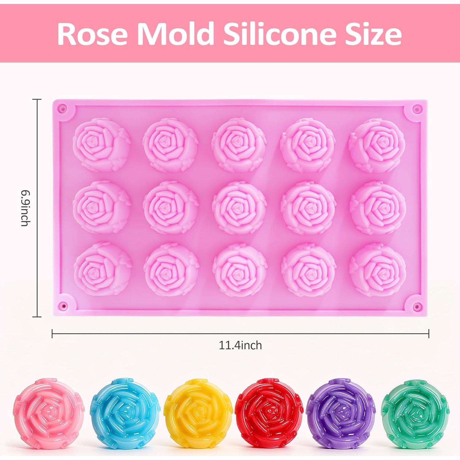 Moldes de Silicona de Rosa YA - 15 Cavidades para Chocolates y Jabones