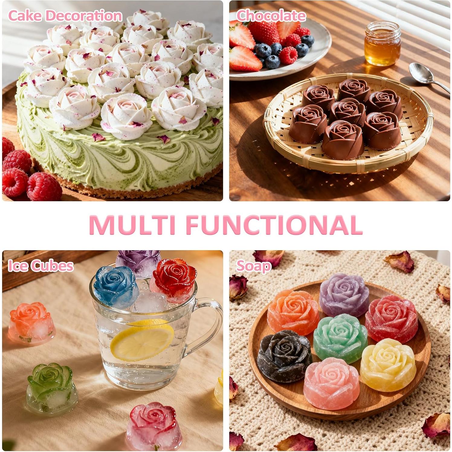 Moldes de Silicona de Rosa YA - 15 Cavidades para Chocolates y Jabones