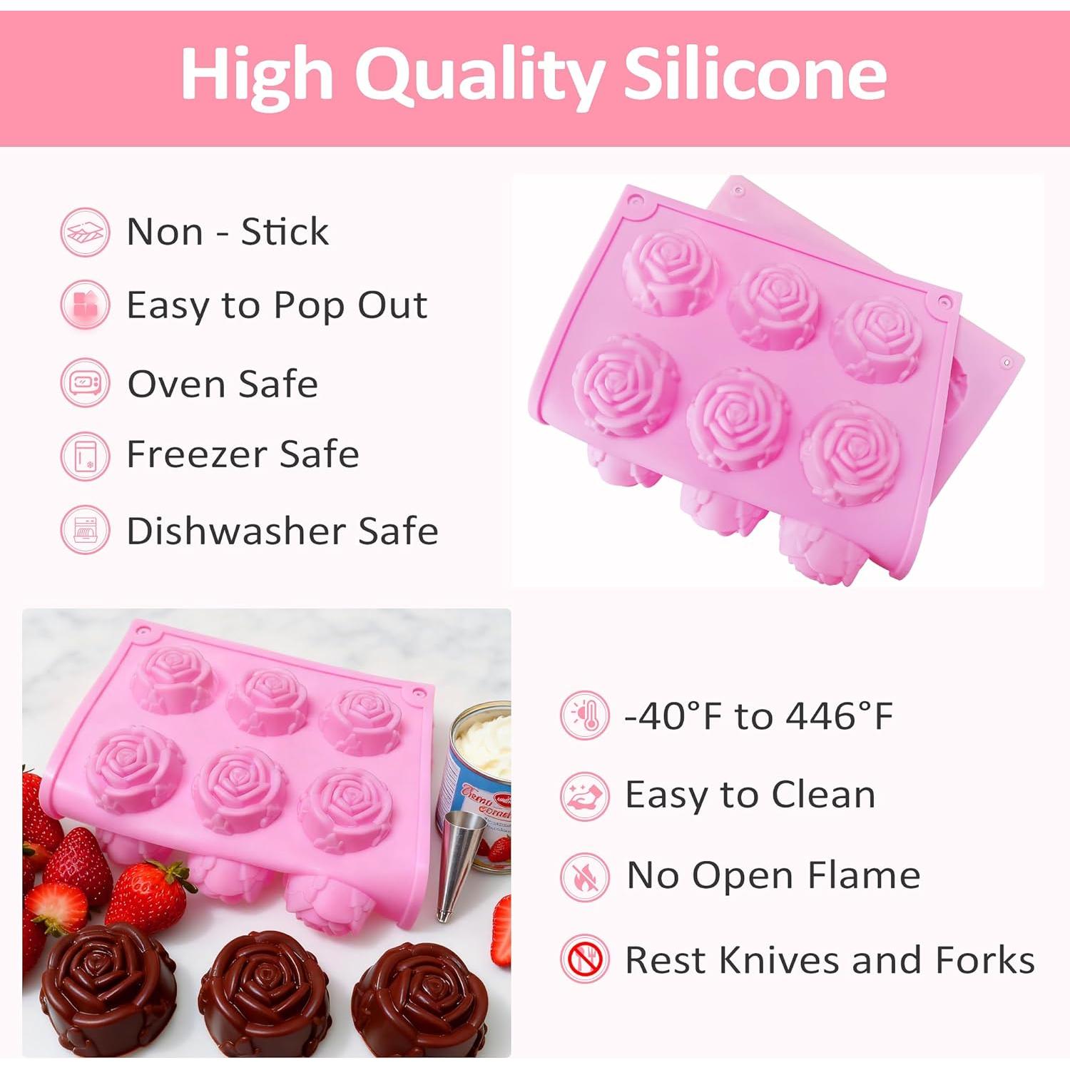 Moldes de Silicona de Rosa YA - 15 Cavidades para Chocolates y Jabones