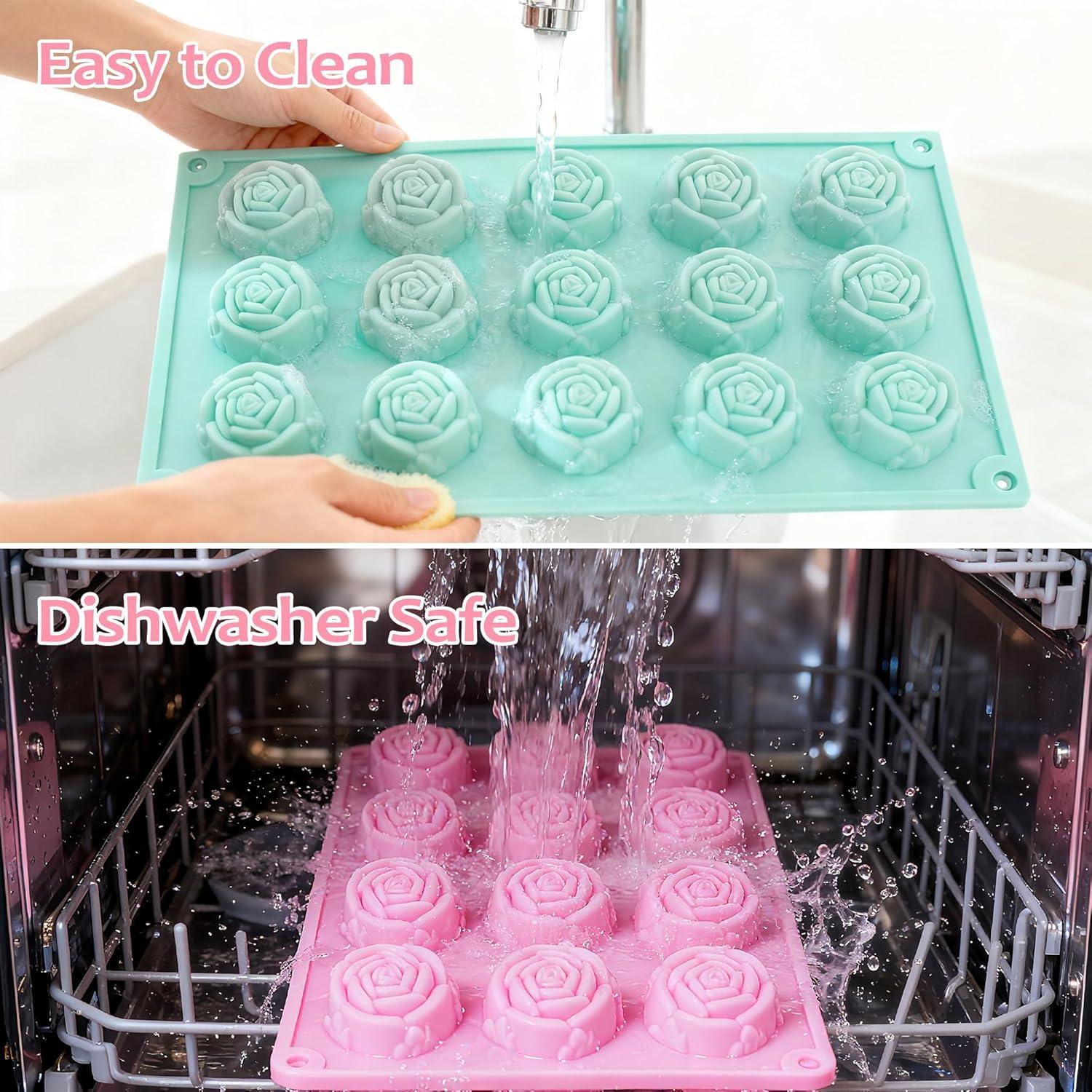 Moldes de Silicona de Rosa YA - 15 Cavidades para Chocolates y Jabones