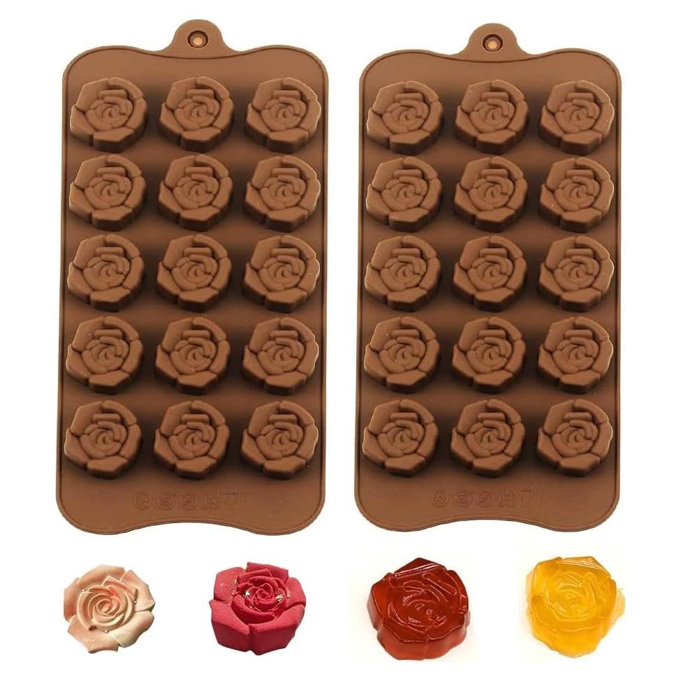 Moldes de Chocolate Silicona Rosa Bamutu 2 Piezas 30 Cavidades