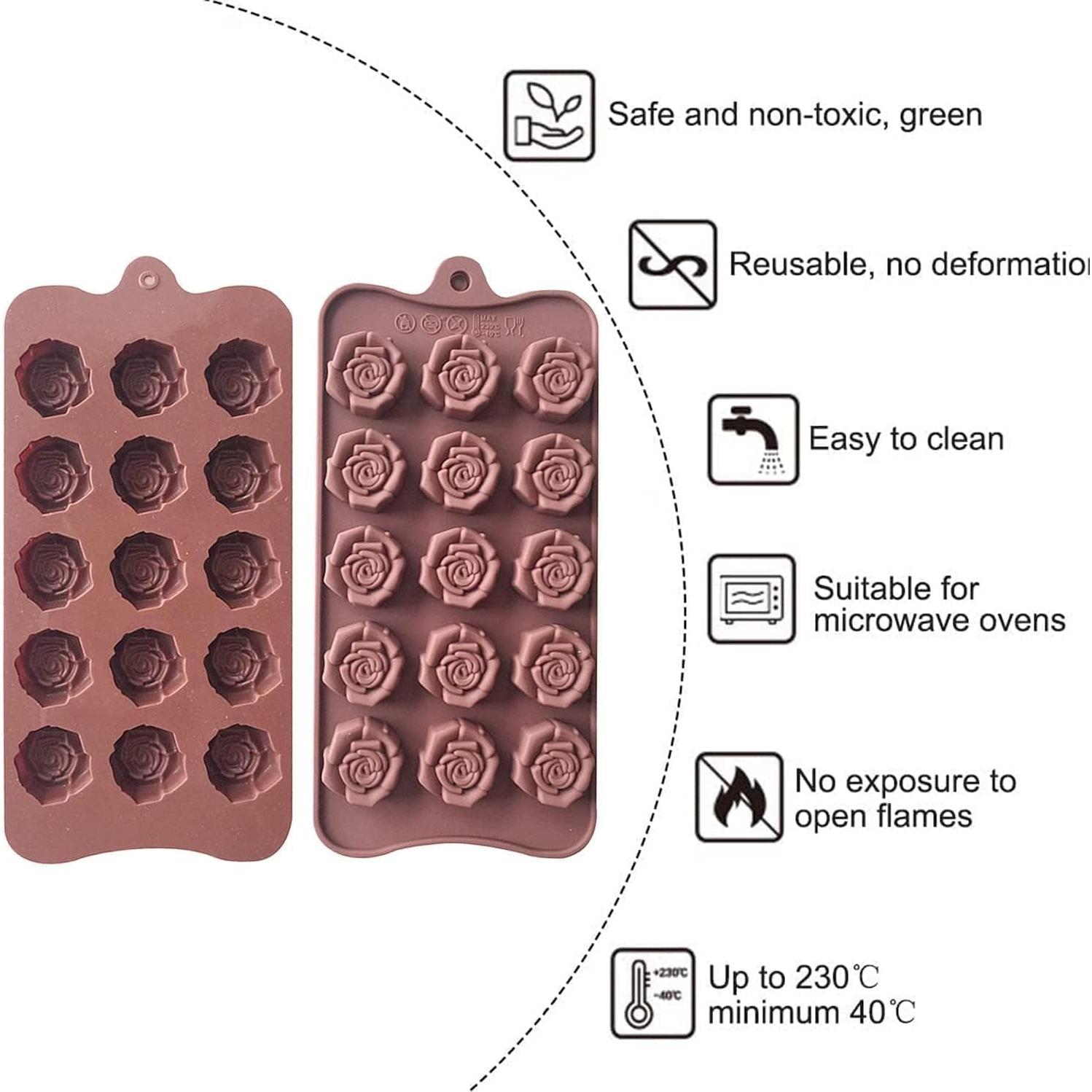 Moldes de Chocolate Silicona Rosa Bamutu 2 Piezas 30 Cavidades