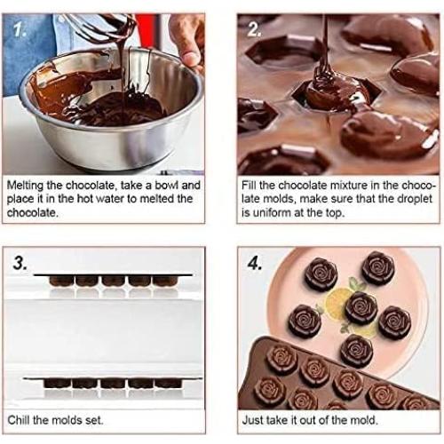 Moldes de Chocolate Silicona Rosa Bamutu 2 Piezas 30 Cavidades