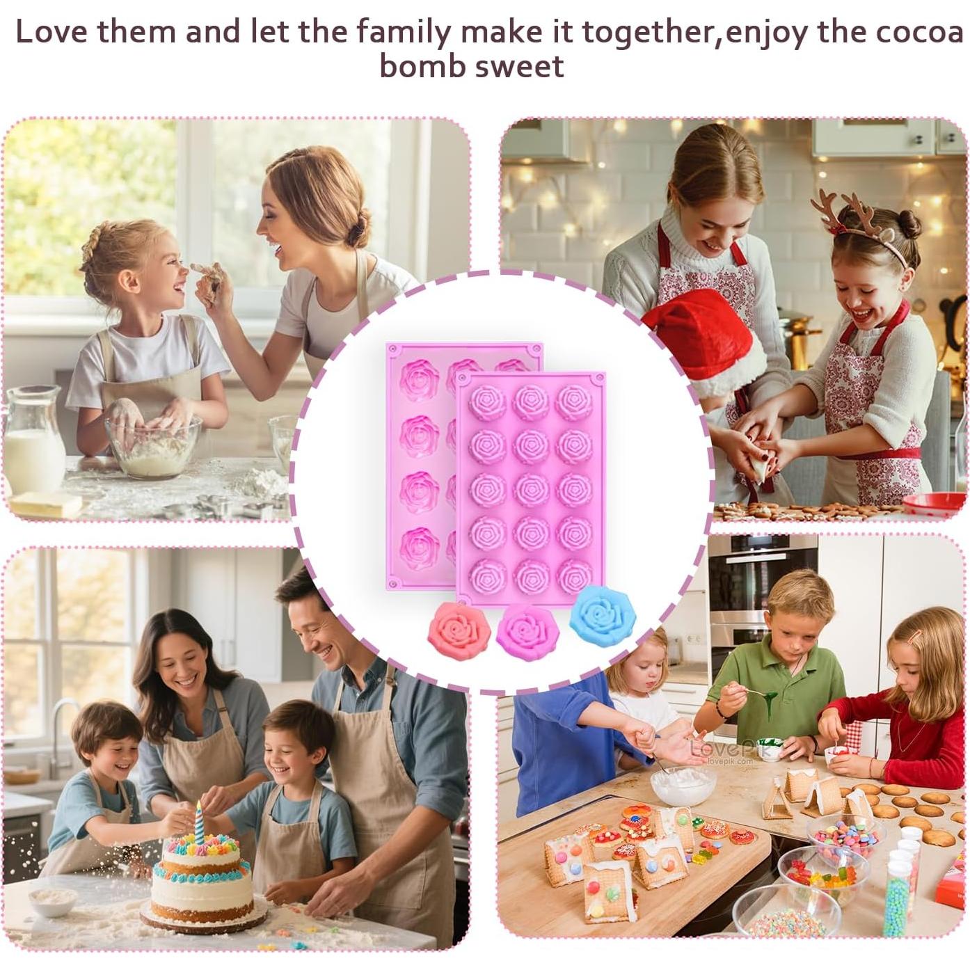 Molde de Silicona Rosa 3D MEMOVAN - 15 Cavidades para Jabón y Pasteles