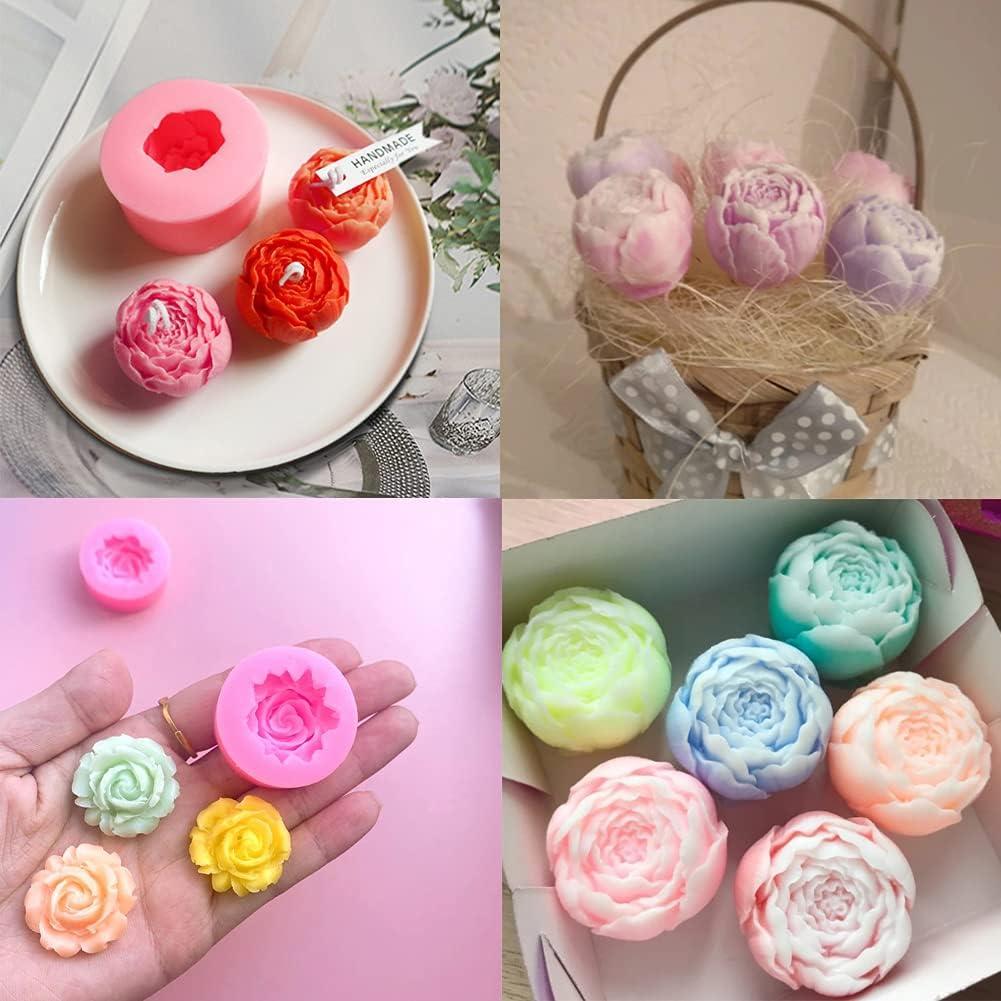 Molde de Silicona para Jabón Rosa 3D MEMOVAN 4 Piezas