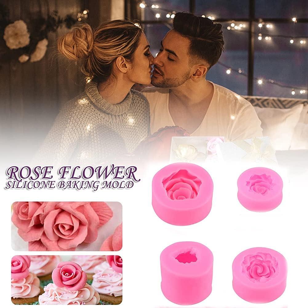 Molde de Silicona para Jabón Rosa 3D MEMOVAN 4 Piezas