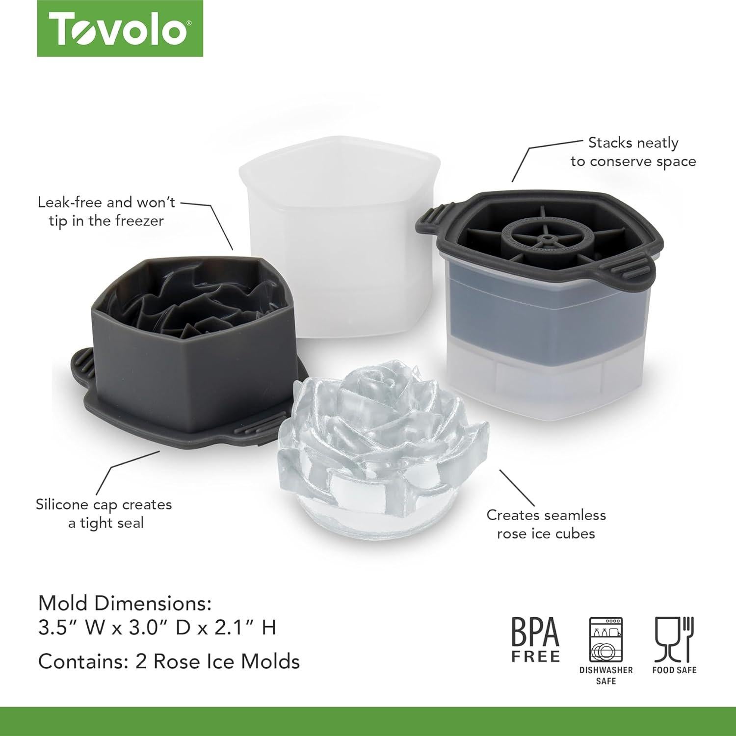 Set de 2 Moldes de Hielo en Forma de Rosa Tovolo - Silicona