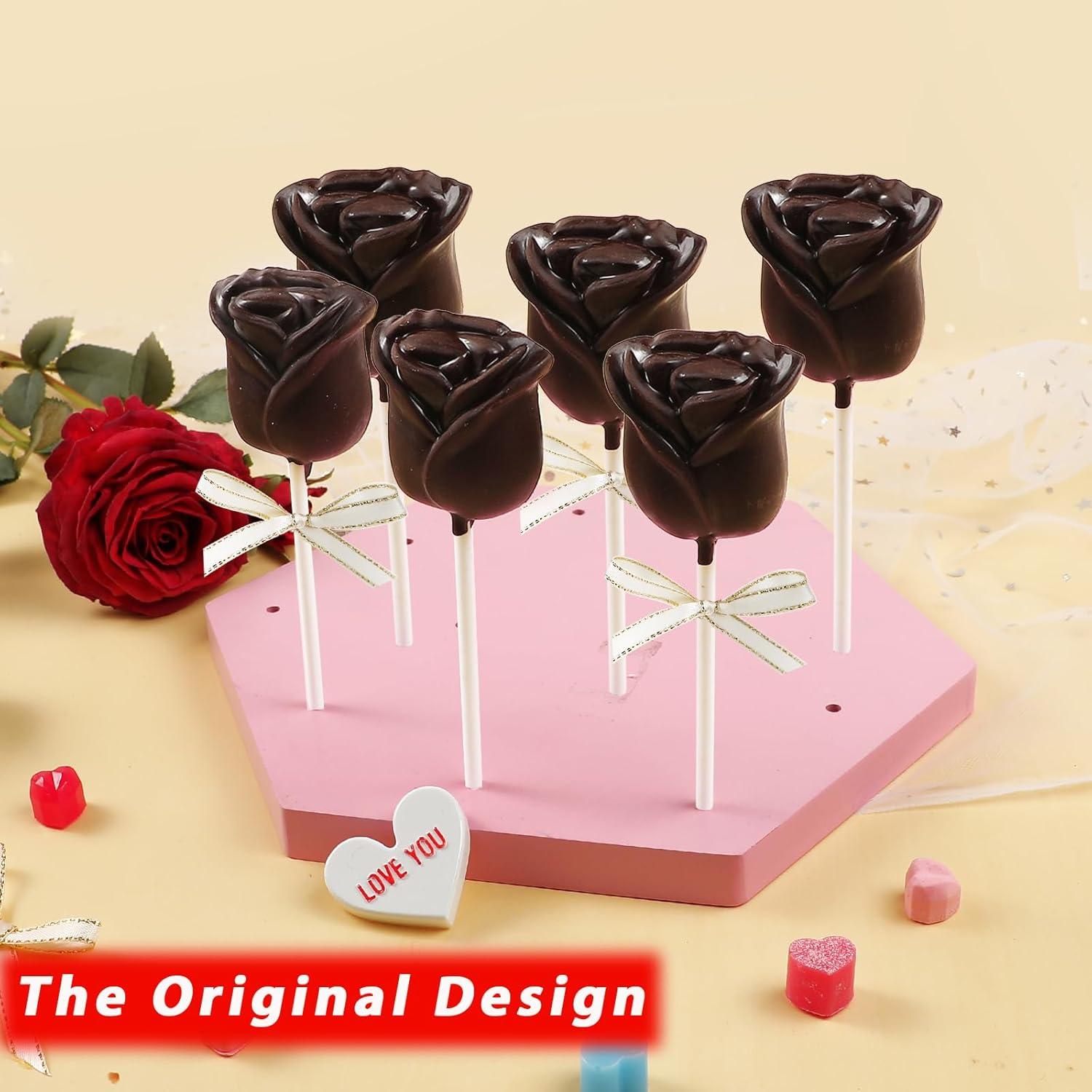 Molde de Silicona para Lollipop Rosa Webake - 12 Huecos