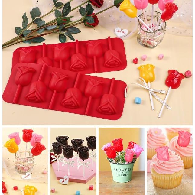 Molde de Silicona para Lollipop Rosa Webake - 12 Huecos