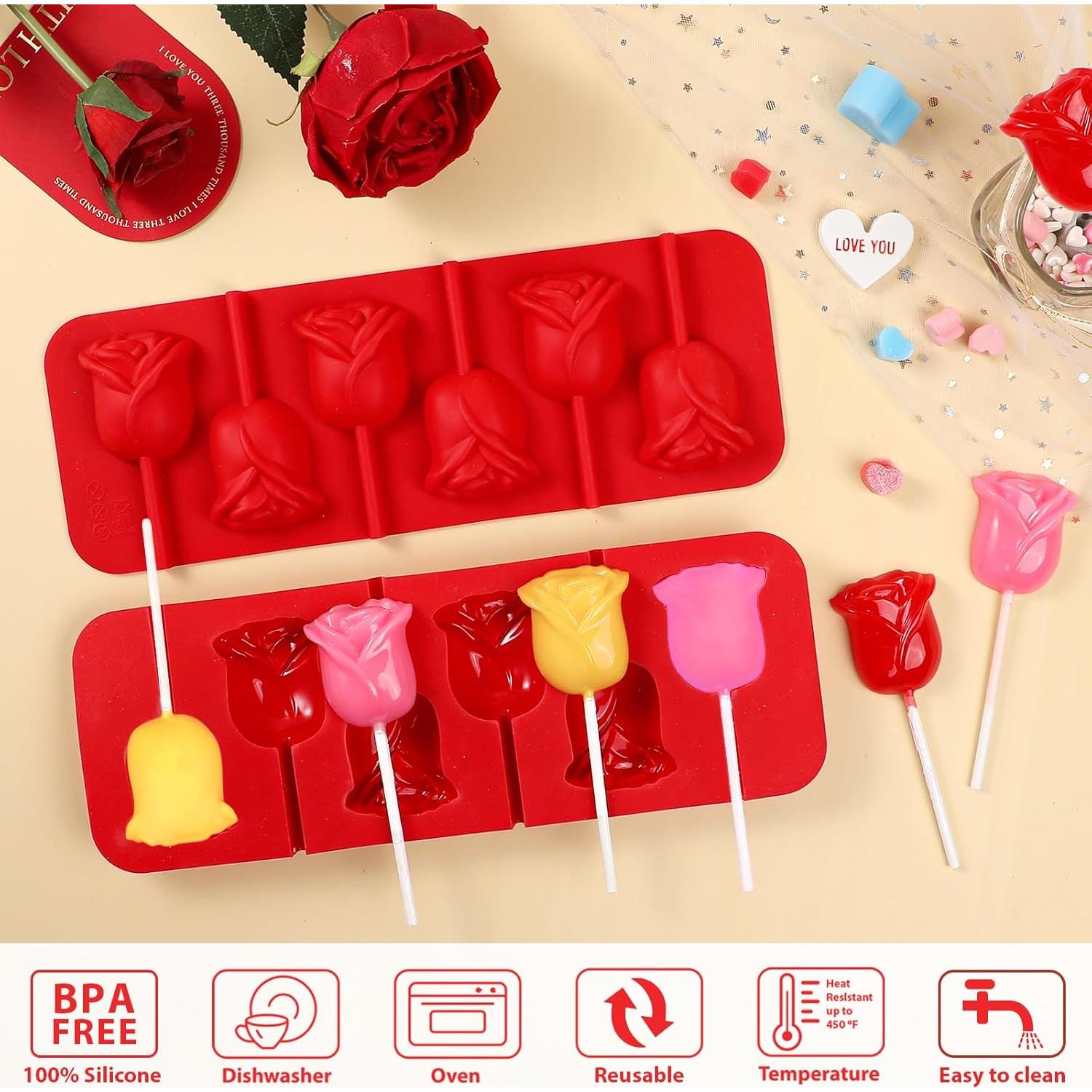 Molde de Silicona para Lollipop Rosa Webake - 12 Huecos