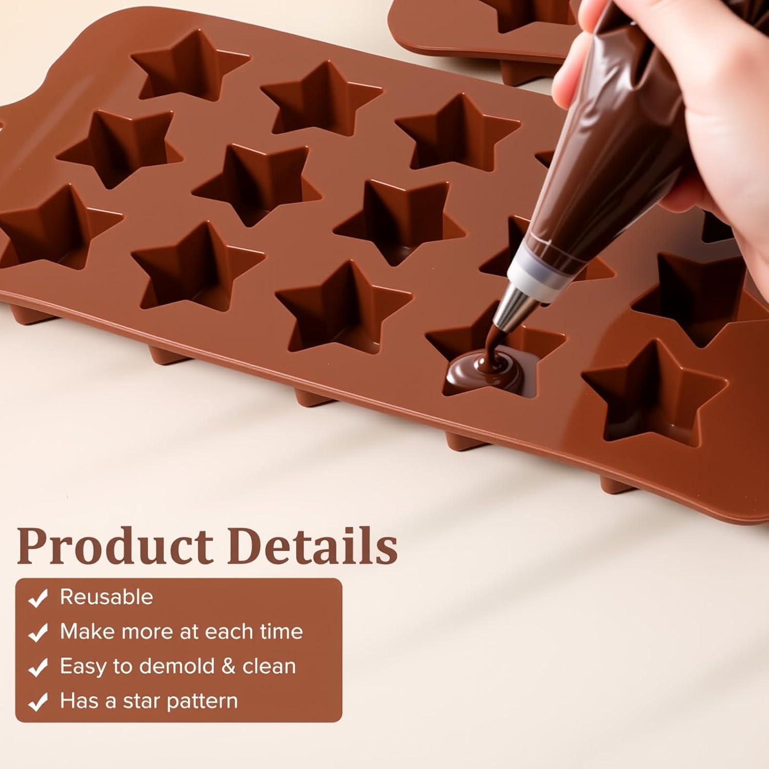 Molde de Silicona Antiadherente Gtziqa Estrella 2 Piezas 15 Cavidades