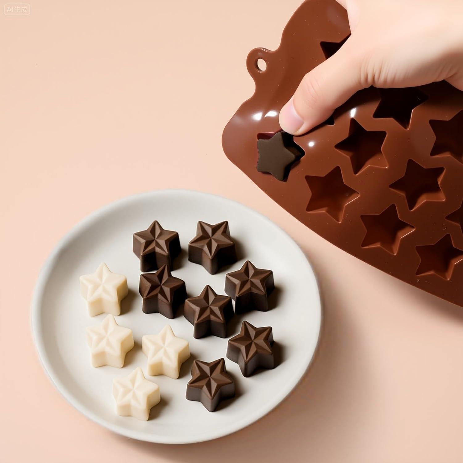 Molde de Silicona Antiadherente Gtziqa Estrella 2 Piezas 15 Cavidades