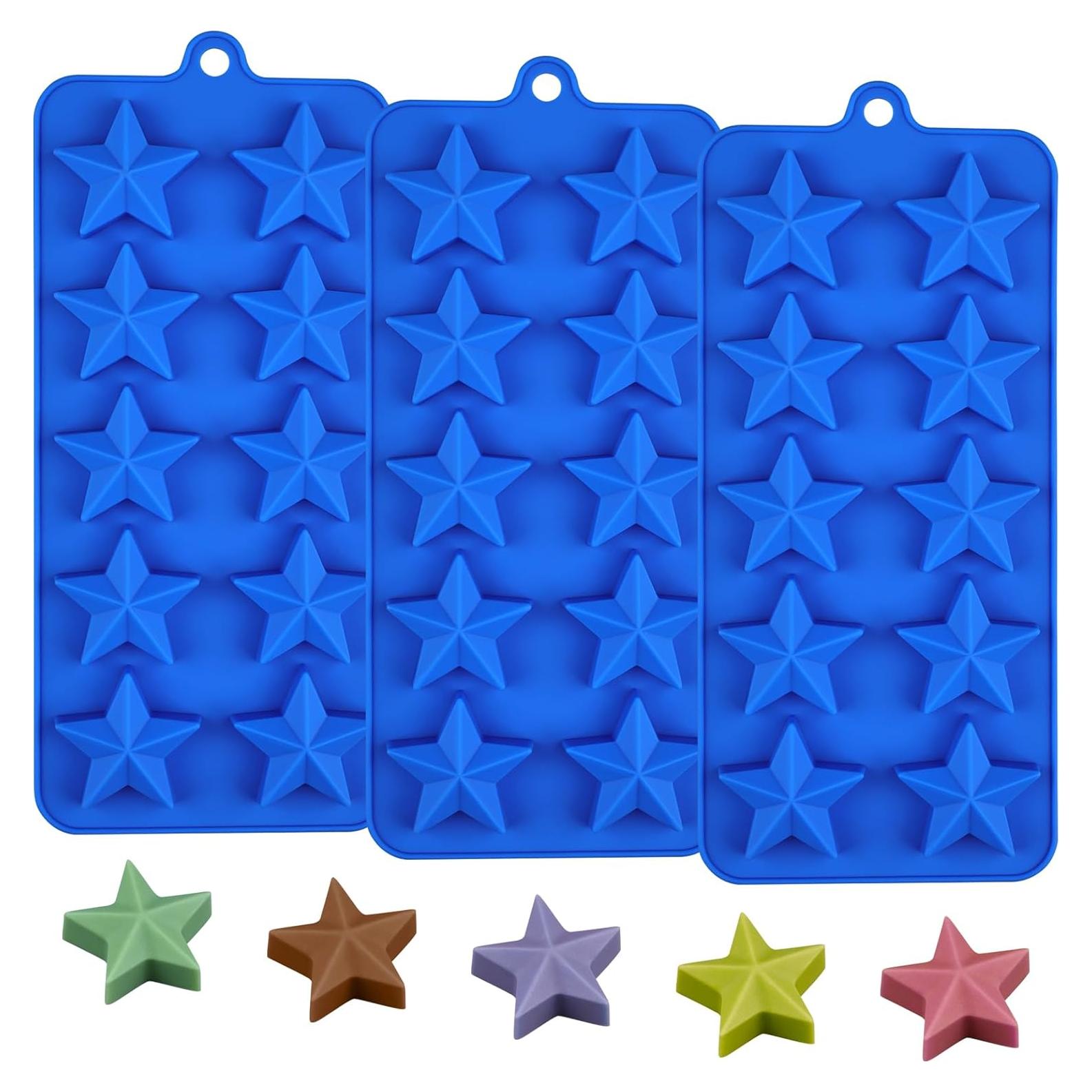Moldes de Chocolate Estrella 3pcs EDUEE Silicona Azul 4.9cm
