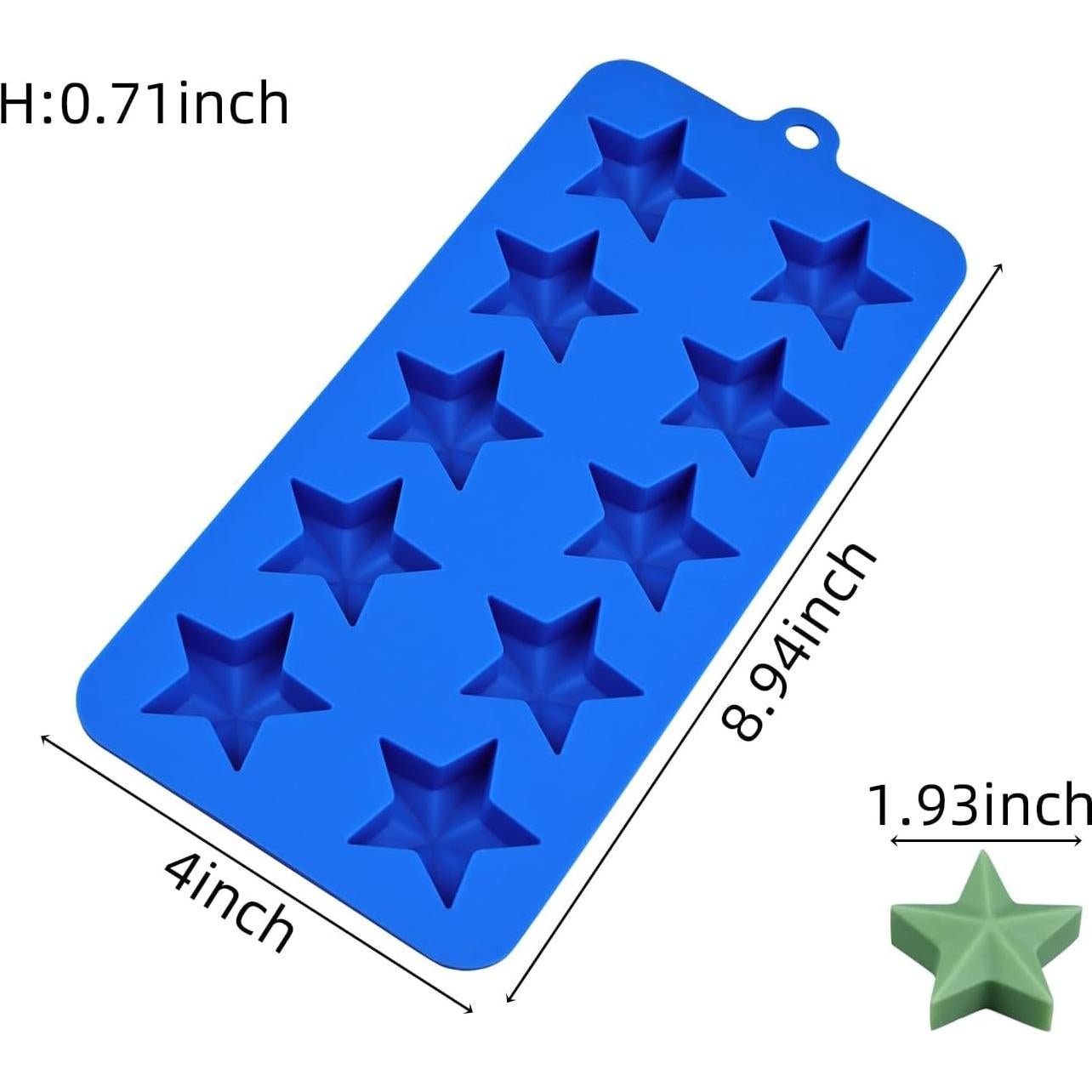 Moldes de Chocolate Estrella 3pcs EDUEE Silicona Azul 4.9cm