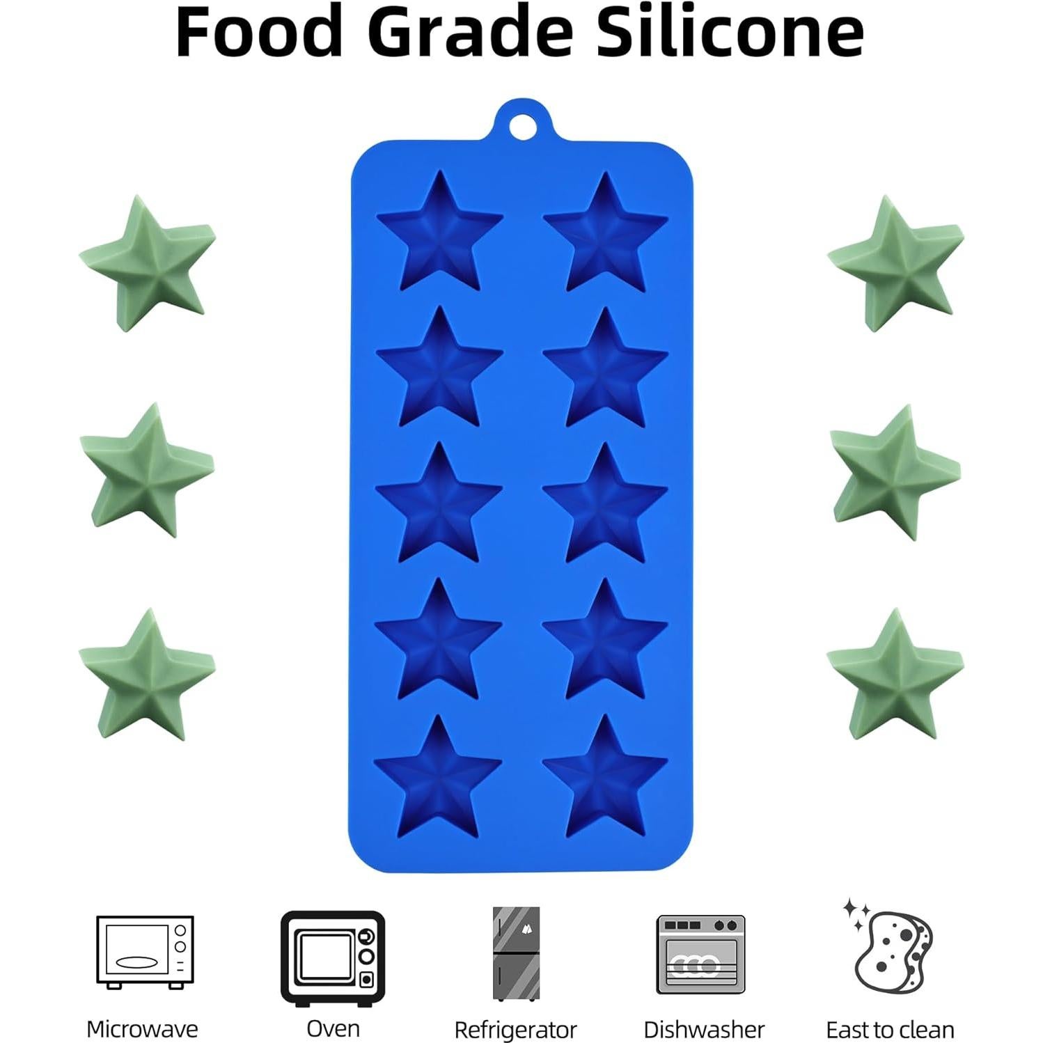 Moldes de Chocolate Estrella 3pcs EDUEE Silicona Azul 4.9cm