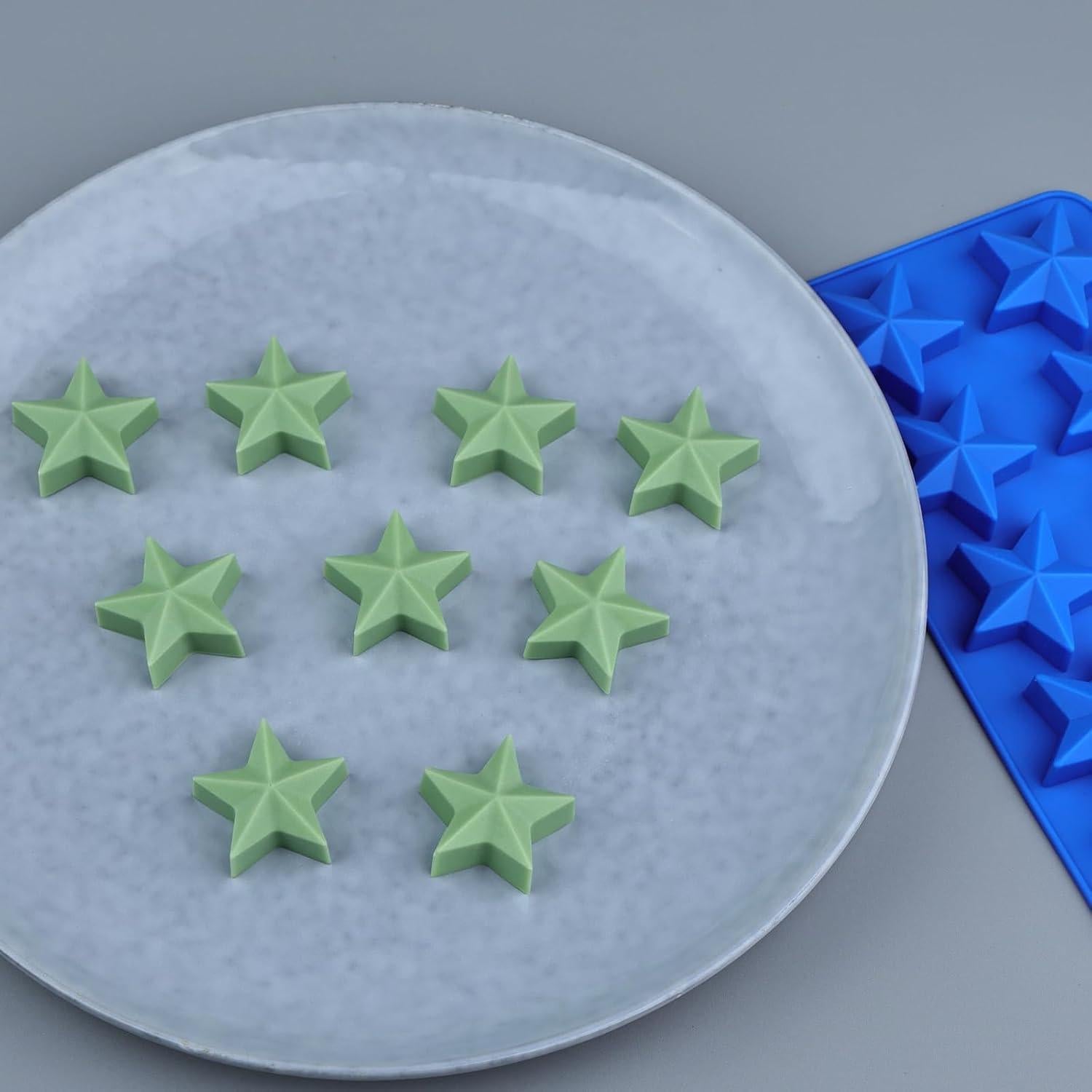 Moldes de Chocolate Estrella 3pcs EDUEE Silicona Azul 4.9cm
