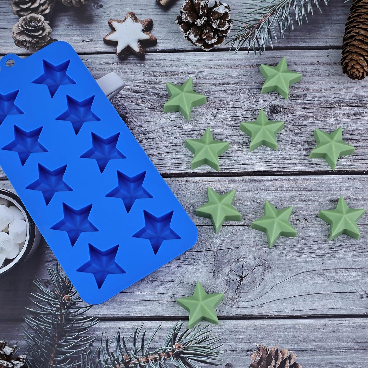 Moldes de Chocolate Estrella 3pcs EDUEE Silicona Azul 4.9cm