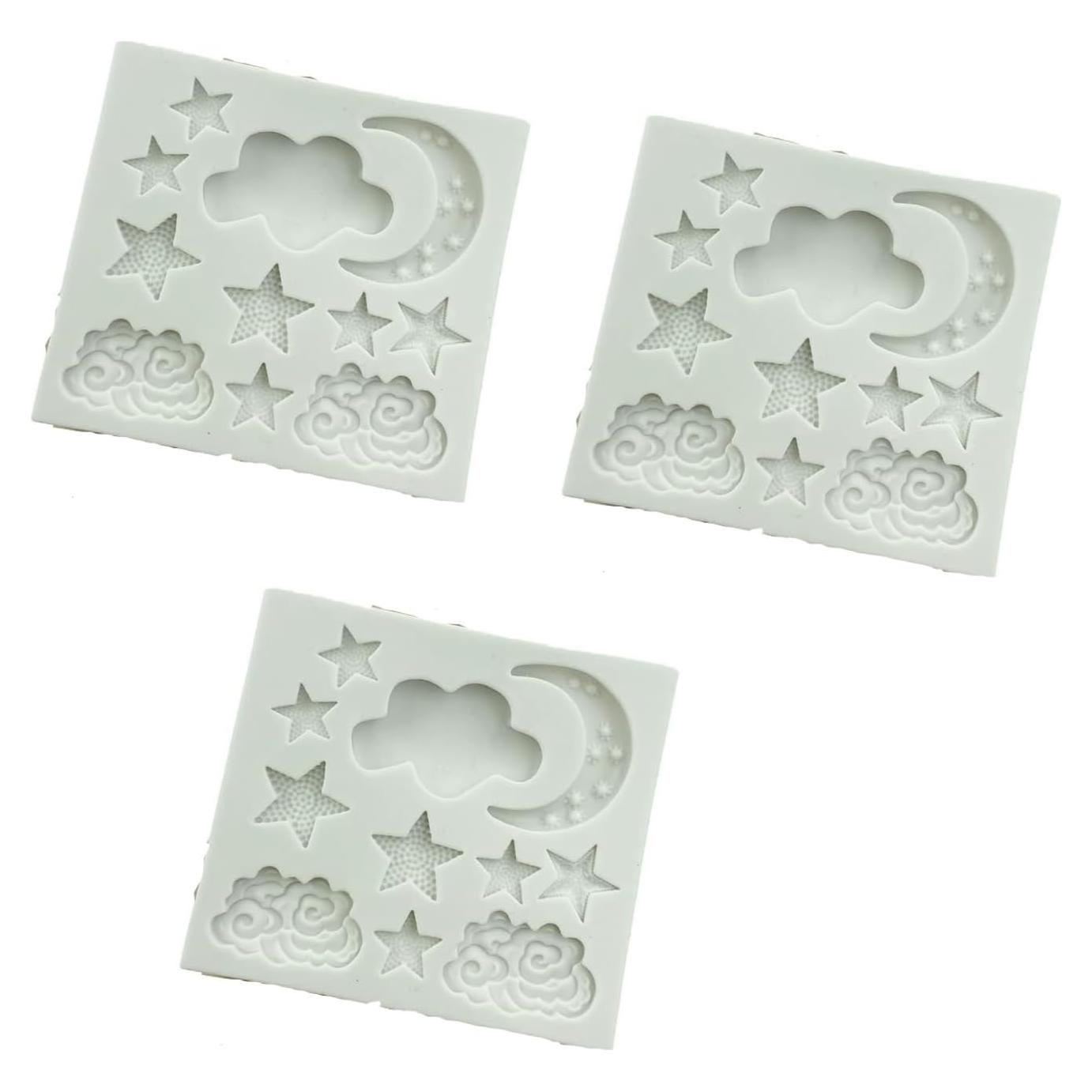 Juego de 3 Moldes de Silicona Xinjincang Estrella, Luna, Nubes