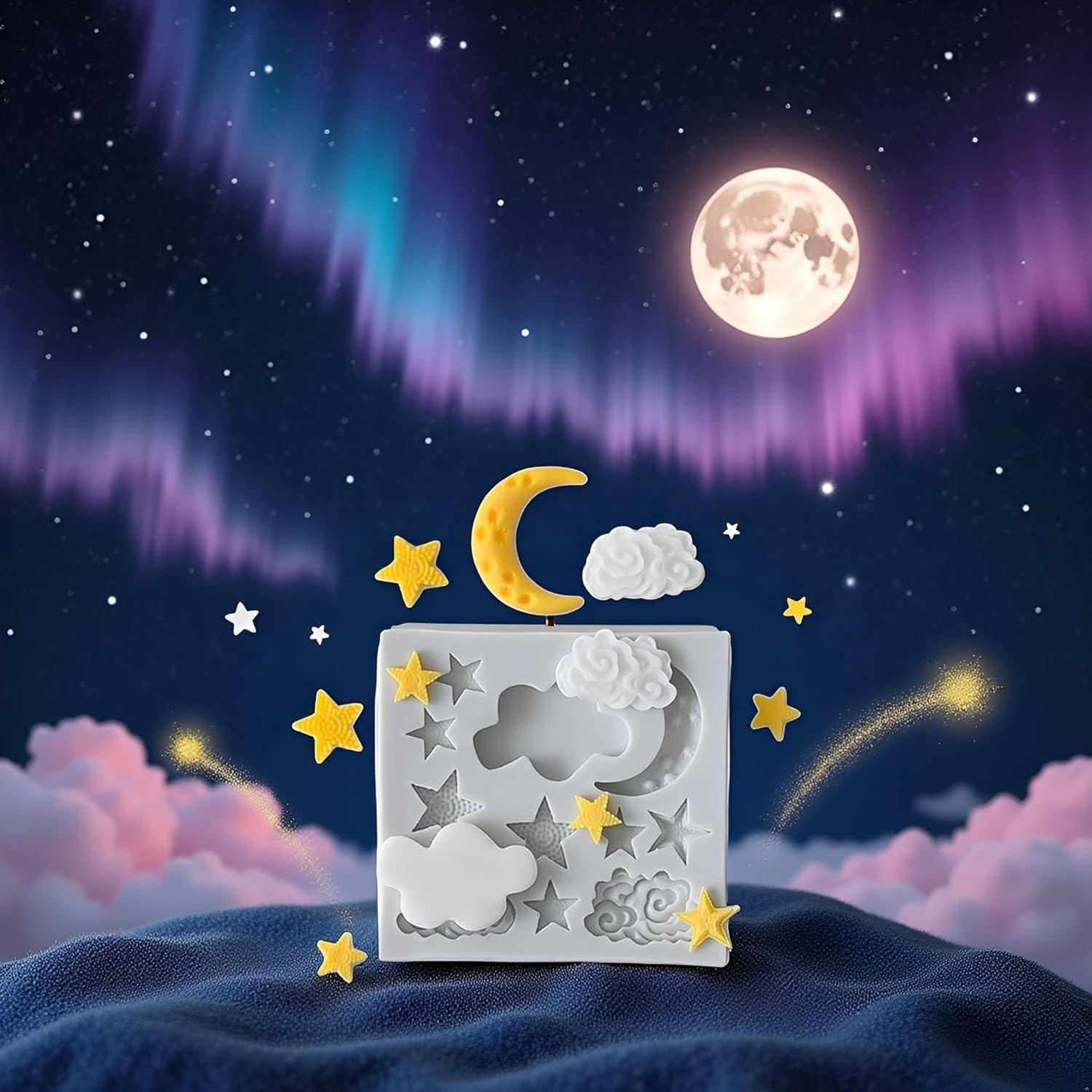 Juego de 3 Moldes de Silicona Xinjincang Estrella, Luna, Nubes