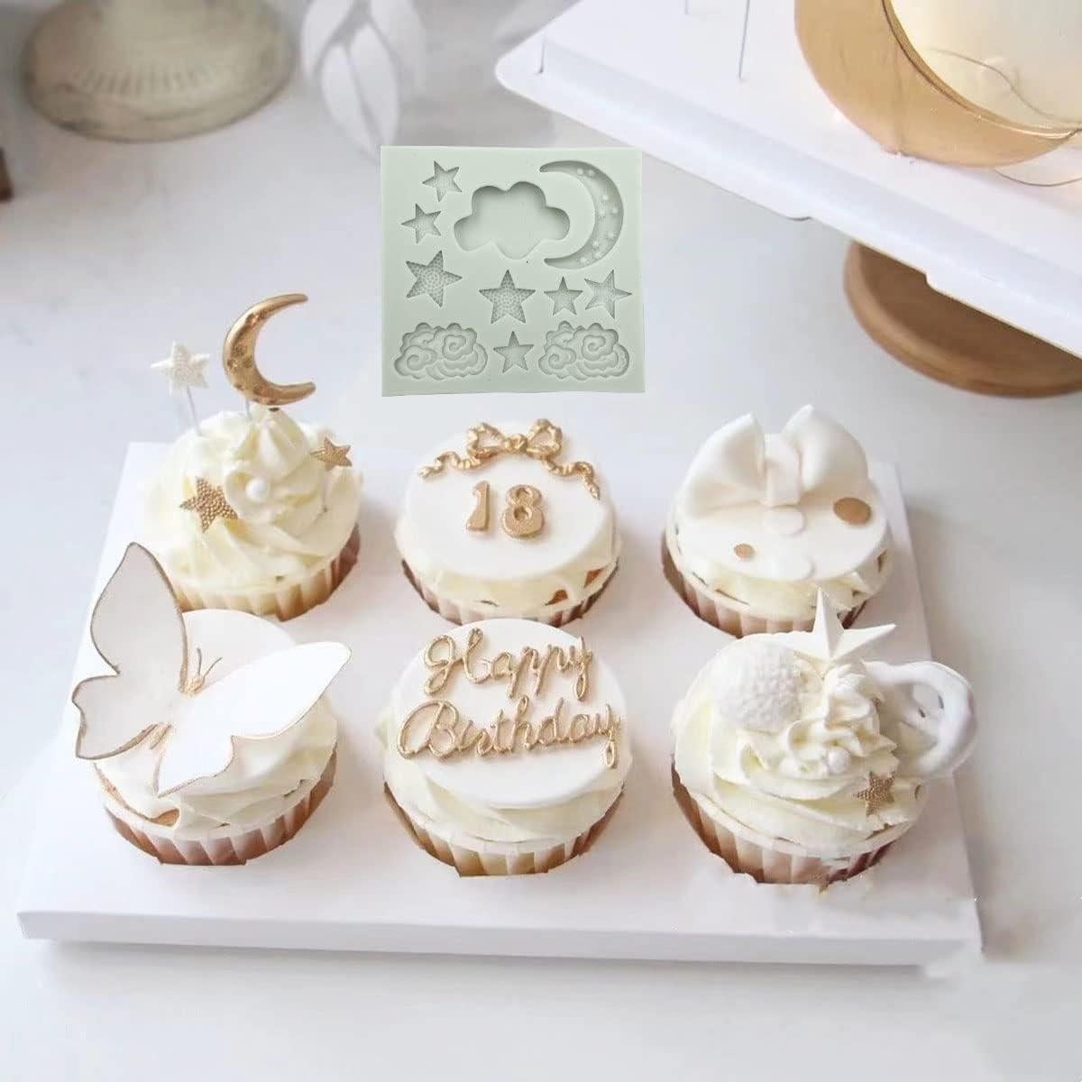 Juego de 3 Moldes de Silicona Xinjincang Estrella, Luna, Nubes