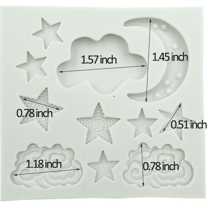 Juego de 3 Moldes de Silicona Xinjincang Estrella, Luna, Nubes