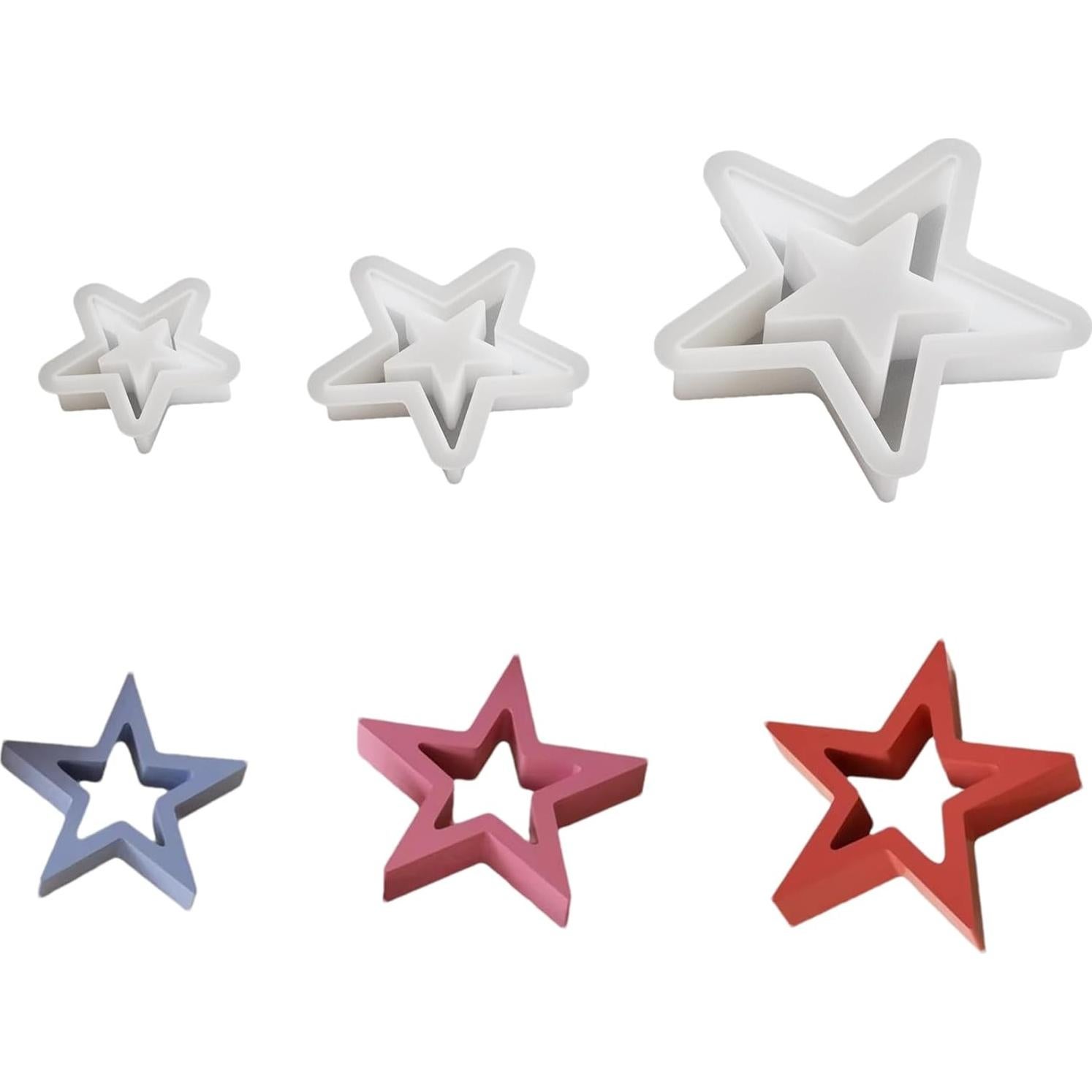 Juego de 3 Moldes de Silicona Estrella GULELAYAR - DIY Pasteles