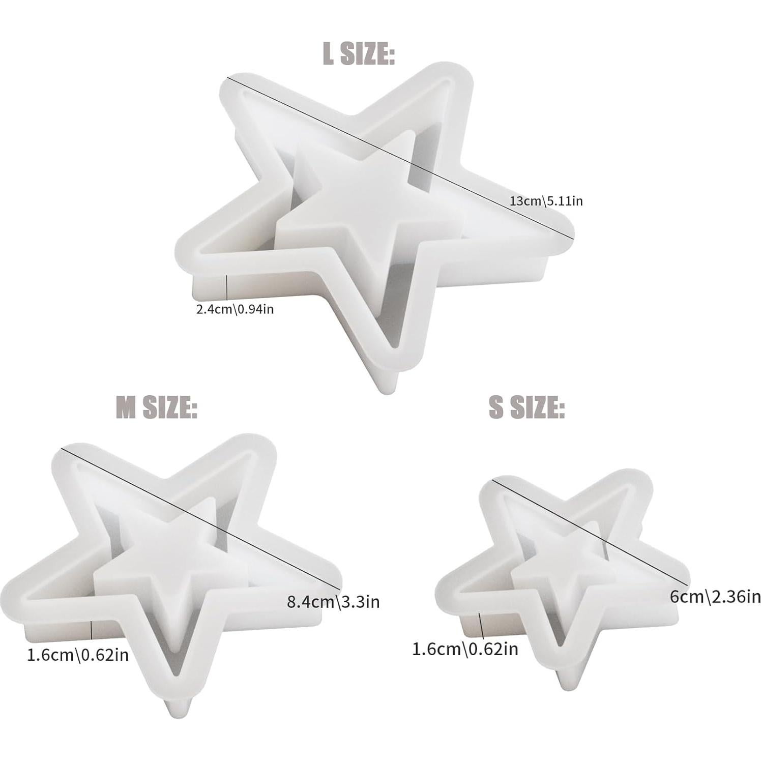 Juego de 3 Moldes de Silicona Estrella GULELAYAR - DIY Pasteles