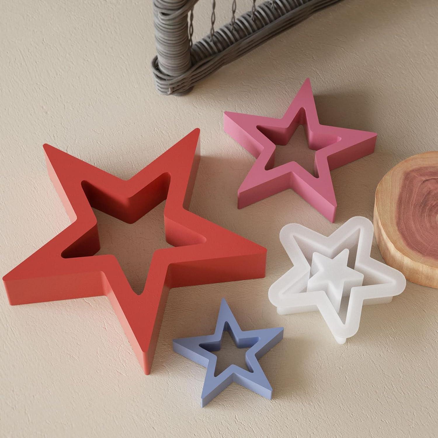 Juego de 3 Moldes de Silicona Estrella GULELAYAR - DIY Pasteles