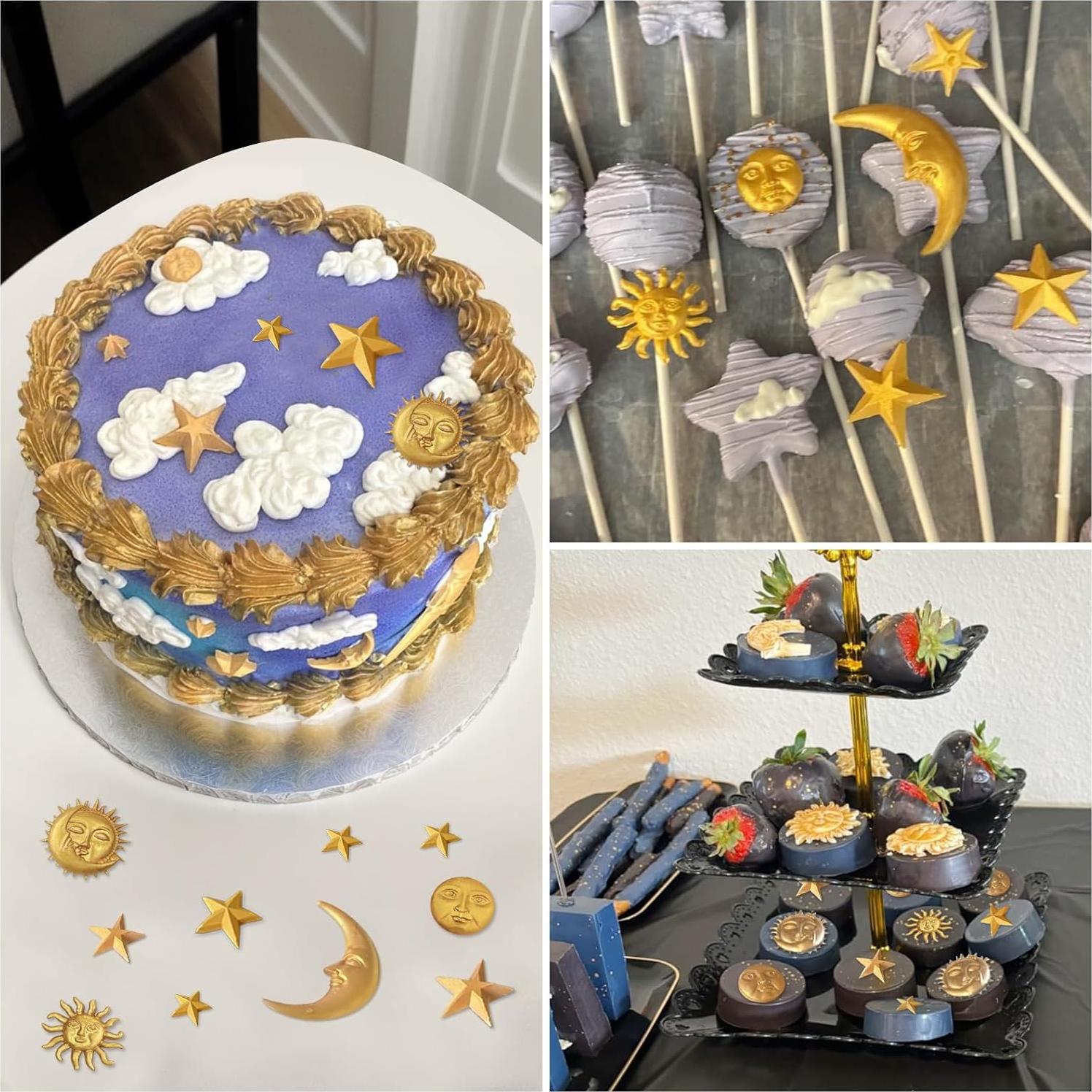 Juego de 2 Moldes de Silicona Roxjaejae Luna Estrella 19.5cm