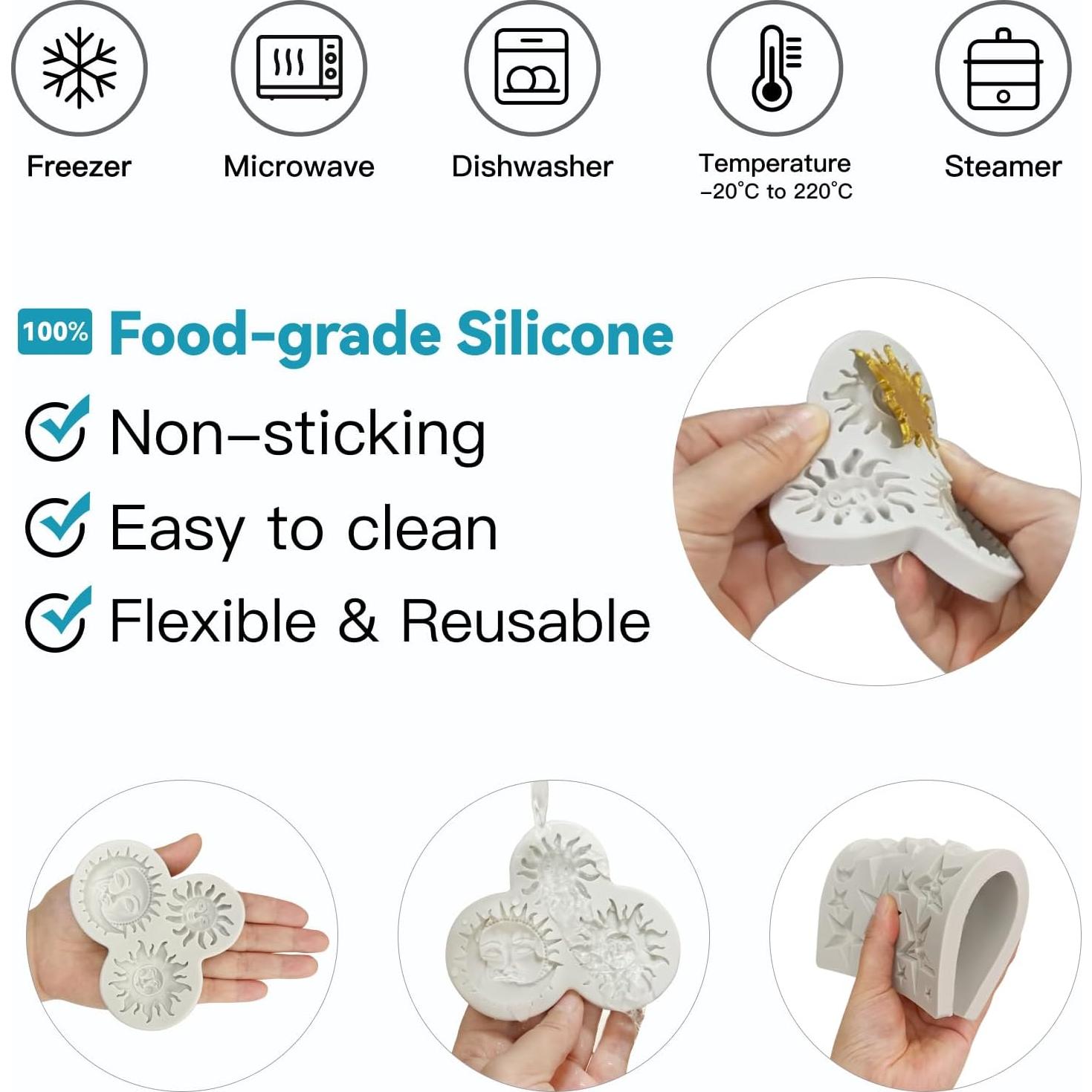 Juego de 2 Moldes de Silicona Roxjaejae Luna Estrella 19.5cm