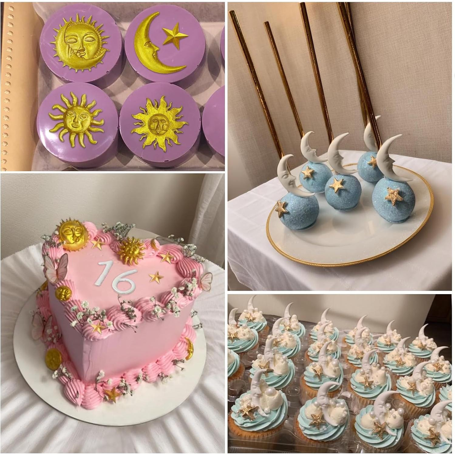 Juego de 2 Moldes de Silicona Roxjaejae Luna Estrella 19.5cm