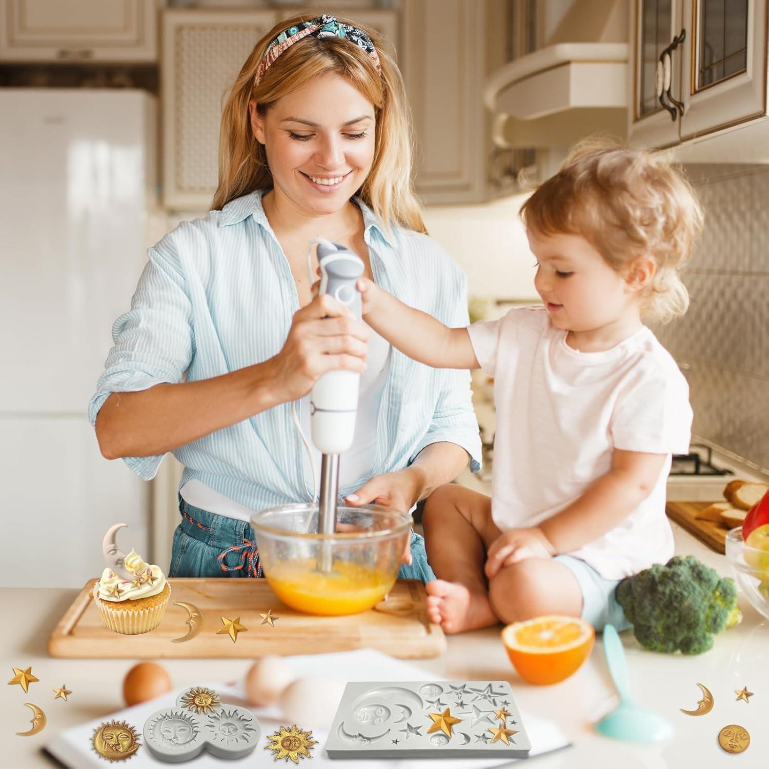 Juego de 2 Moldes de Silicona Roxjaejae Luna Estrella 19.5cm